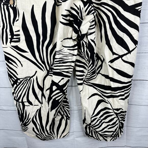 Rachel Zoe Womens size 1X Linen Cropped Cargo Pants Safari Pull On Tropical - Picture 6 of 9